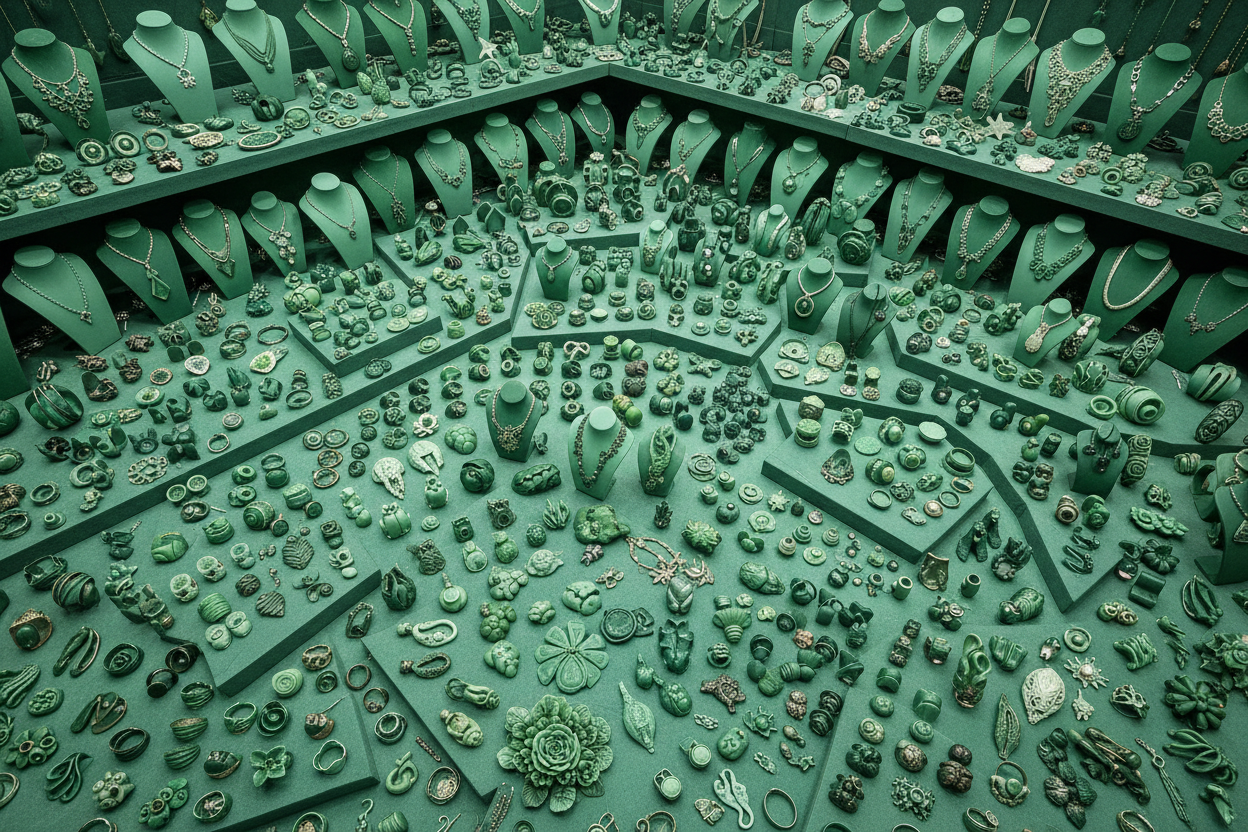 1000 jewelry design with green wax